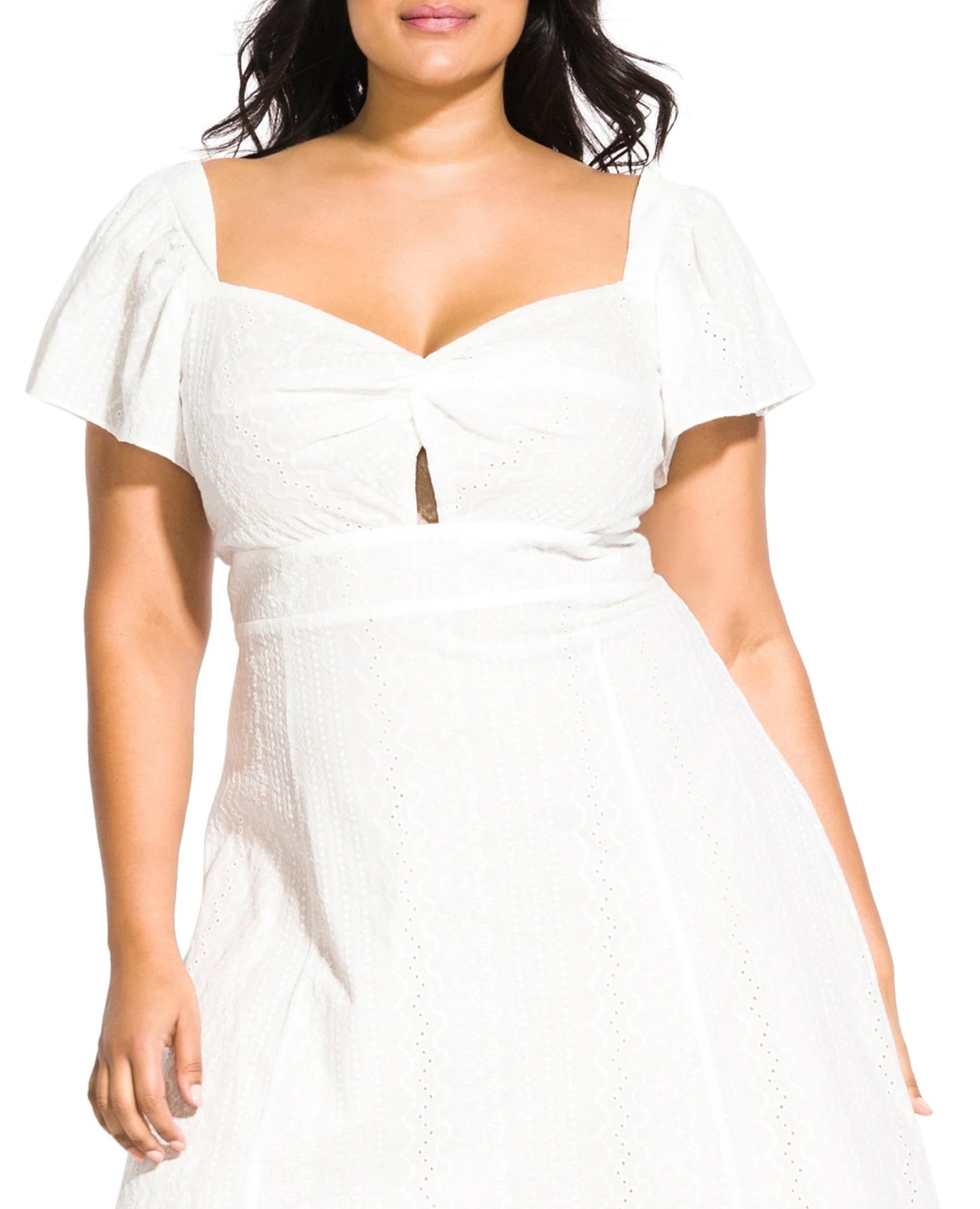 City Chic Women's Pretty Eyelet Dress White Size 22W