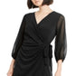 INC International Concepts Women's Balloon-Sleeve Wrap Dress  Black Size S