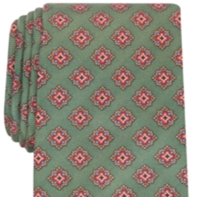 Tasso Elba Men's Luciano Medallion Silk Neck Tie Green Size Regular