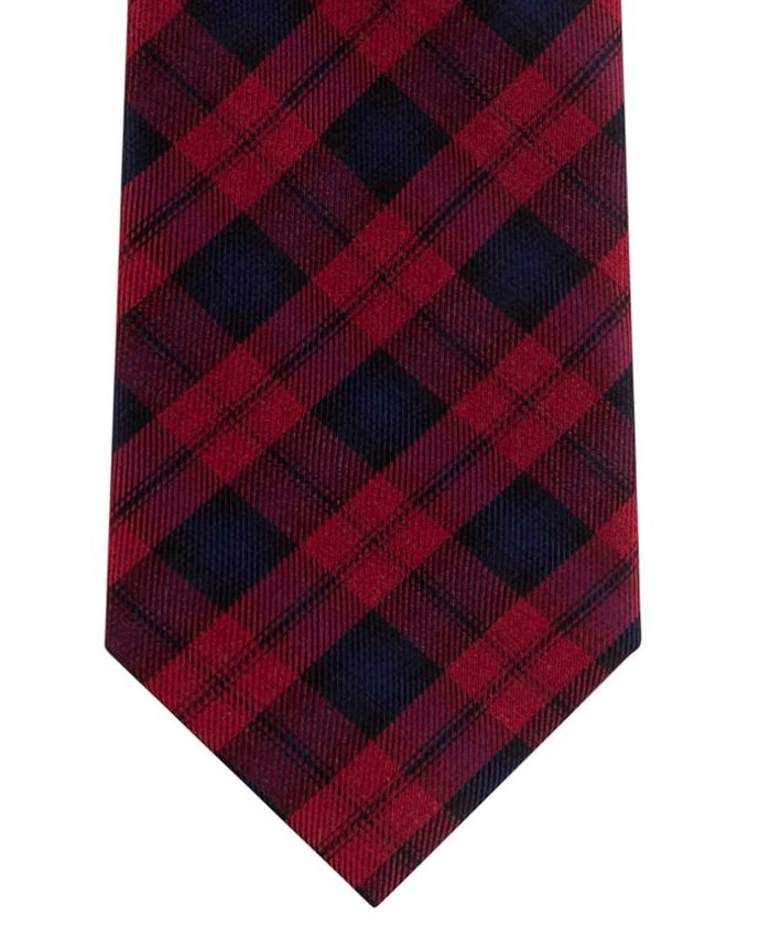 Tommy Hilfiger Men's Silk Plaid Neck Tie Red One Size