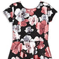 Aqua Girls' Metallic Floral Print Dress Big Kid Black Size Small