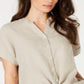 Charter Club Women's  Linen Tie-Front Shirt Brown Size XL