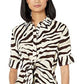 राल्फ लॉरेन वीमेन टाई वेस्ट एनिमल प्रिंट शॉर्ट स्लीव वी नेक नी लेंथ शीथ ड्रेस ब्राउन साइज़ 16
