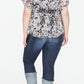 Rachel Roy Women's Printed Short Sleeve Keyhole Top Plus White Size 1X
