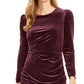 Calvin Klein Women's Long Sleeve Jewel Neck Knee Length Sheath Evening Dress Purple Size 6
