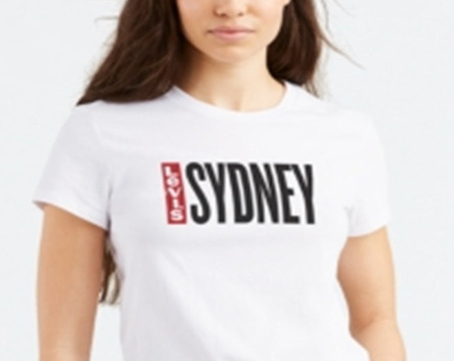 Levi's Women's Batwing Logo Cotton Cities T-Shirt White Size X-Large