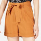 Bar III Women's  Crepe Belted Shorts Brown Size 6