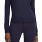 Ralph Lauren Women's Yamise Ribbed Trim Crewneck Cardigan Sweater Blue Size Large