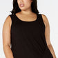 Alfani Women's Plus Hi-Low Side Knot Tunic Top Black Size 3X