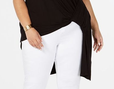 Alfani Women's Plus Hi-Low Side Knot Tunic Top Black Size 3X
