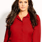 City Chic Women's Plus Button Front Tunic Shirt Red Size 22W