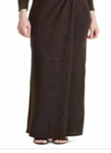 Lauren Ralph Lauren Women's Metallic Ruched Gown Dress Black Size 16