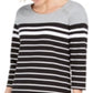 Karen Scott Women's Sport Striped Grommet Shoulder Shift Dress Gray Size Medium