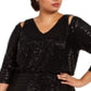 Calvin Klein Women's 3/4 Sleeve Full Length Dress Black Size 24W
