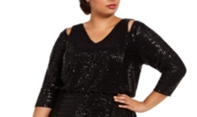 Calvin Klein Women's 3/4 Sleeve Full Length Dress Black Size 24W