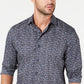 Tasso Elba Men's Cotton Tapestry Print Button Down Shirt Blue Size Medium