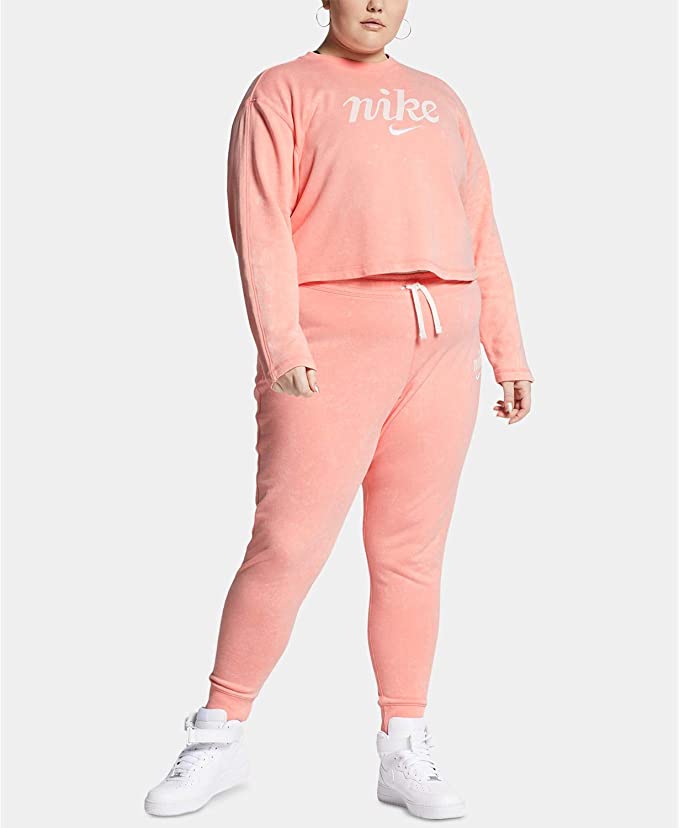 Nike Women's Plus Sportswear Cotton Cropped Sweatshirt Pink Size 3X