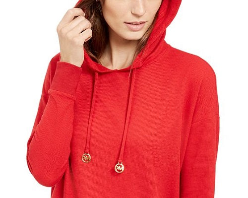 Michael Kors Women's Drop Shoulder Hoodie Red Size Petite Small