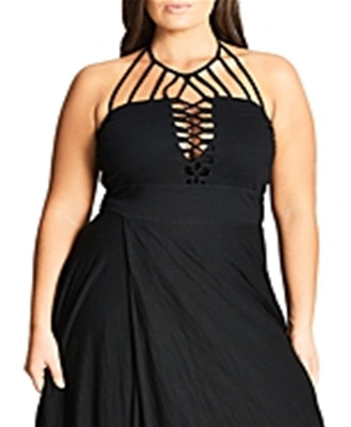 City Chic Women's PLAIT DETAIL MAXI Black Size X-Small