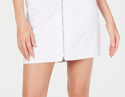 INC Women's O-Ring Zip Front Mini Skirt White Size M