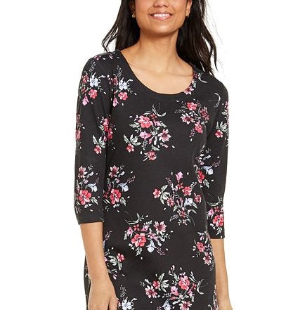 Karen Scott Women's Floral-Print Dress  Black Size S