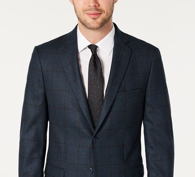Michael Kors Men's Sport Coat Short Windowpane Two-Button Blue Size 38 S