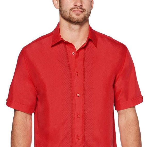 Cubavera Men's Big & Tall Insert Panel Sport Shirt Red Size 2X