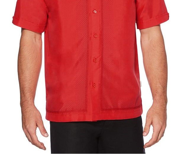 Cubavera Men's Big & Tall Insert Panel Sport Shirt Red Size 2X