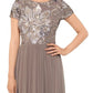 Betsy Adam Women's Sequined Short Sleeve Jewel Neck Full Length Evening Dress Brown Size 12
