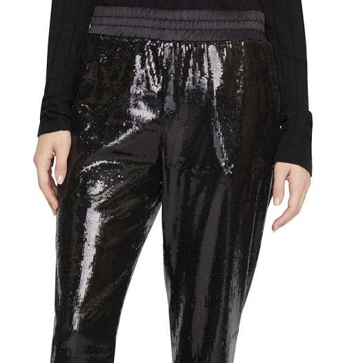 Sanctuary Women's Sequined Evening Straight Leg Pants Black Size Medium