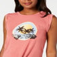 Roxy Juniors' Tie-Front Graphic-Print T-Shirt  Pink Size M