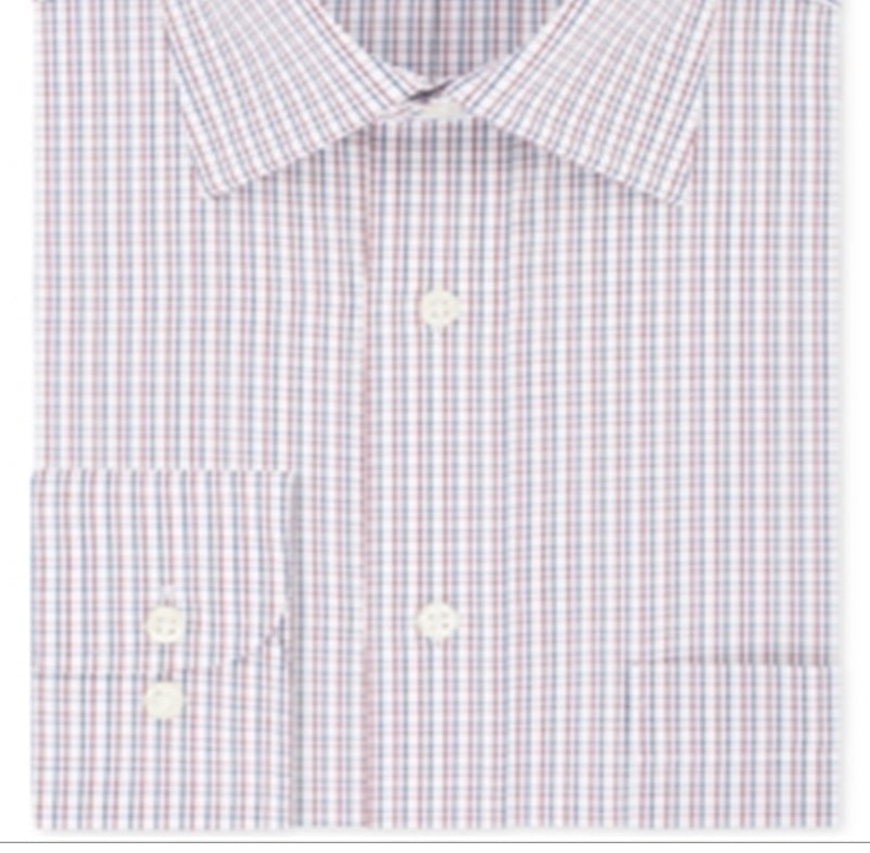 Eagle Men's Classic Regular Fit Non Iron Stretch Collar Check Dress Shirt Red Size 34X35