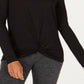 Ideology Women's Long Sleeve Jewel Neck T-Shirt Top Black Size X-Small