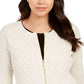 Charter Club Petite Zip-Front Quilted Sweater Brown Size Petite L