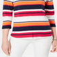 Charter Club Women's Pima Cotton Button Shoulder Stripe Top Pink Size Medium