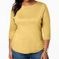 Charter Club Women's 3/4-Sleeve Top  Yellow Size Small