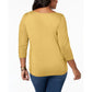 Charter Club Women's 3/4-Sleeve Top  Yellow Size Small