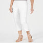 JM Collection Women's Button Hem Capri Pants White Size Petite Small