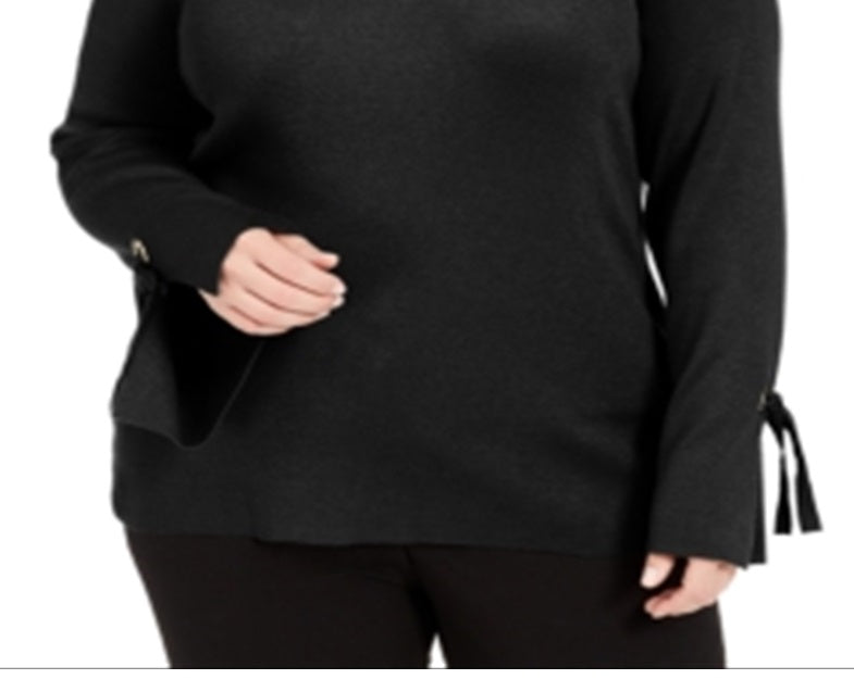 JM Collection Women's  Plus Size Grommet-Detail Sweater Black Size 3X