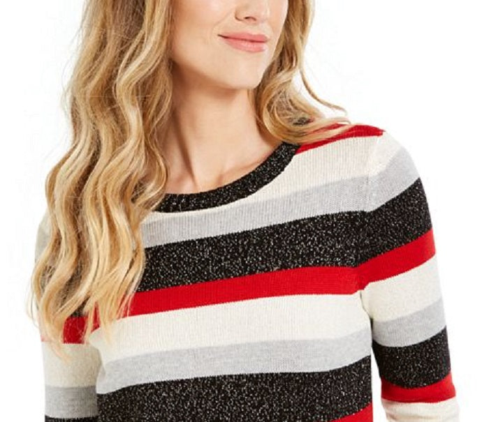 Charter Club Women's Striped Sweater Black Size Petite L