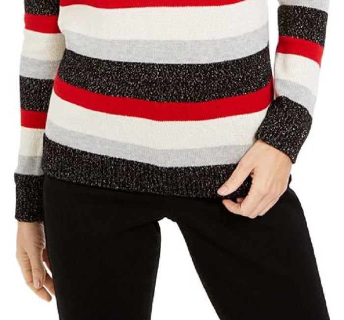 Charter Club Women's Striped Sweater Black Size Petite L