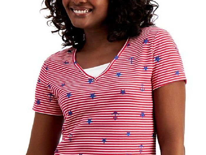 Karen Scott Women's Sailor T-Shirt Red Size Petite Small