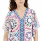 JM Collection Women's Flutter Sleeve Top  Blue Size Petite Medium