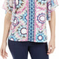 JM Collection Women's Flutter Sleeve Top  Blue Size Petite Medium