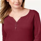 Karen Scott Women's  Cotton Henley Top Red Size Large