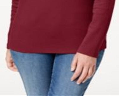 Karen Scott Women's  Cotton Henley Top Red Size Large