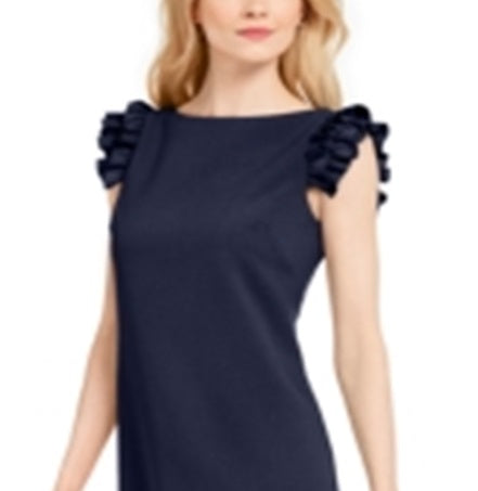 Vince Camuto Women's Ruffle Shoulder Dress Blue Size 6