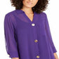 Alfani Women's Semi Sheer 3/4 Sleeve Blouse Purple Size Petite