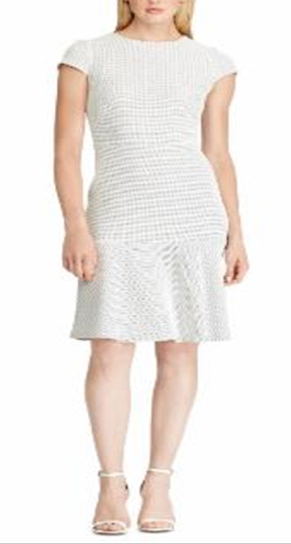 Ralph Lauren Women's Cap Sleeve Knee Length Fit Flare Dress White Size 16