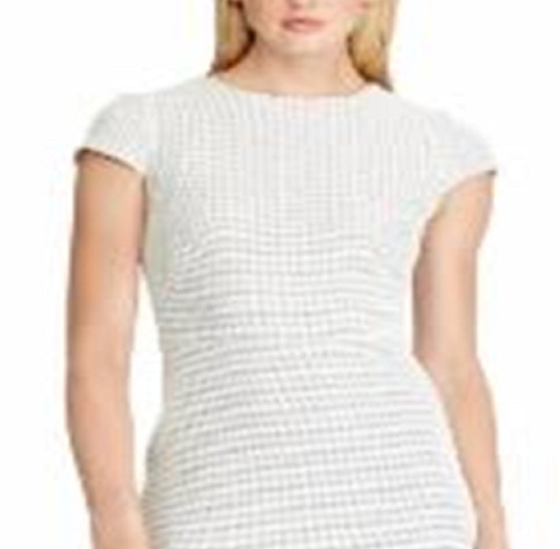 Ralph Lauren Women's Cap Sleeve Knee Length Fit Flare Dress White Size 16